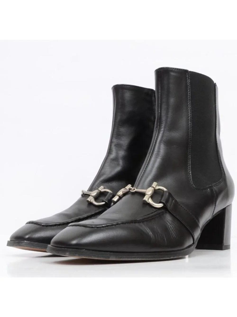 Renatta Made in Spain Womens 9 Black Leather Horsebit Ankle Heeled Dressy Boots‎